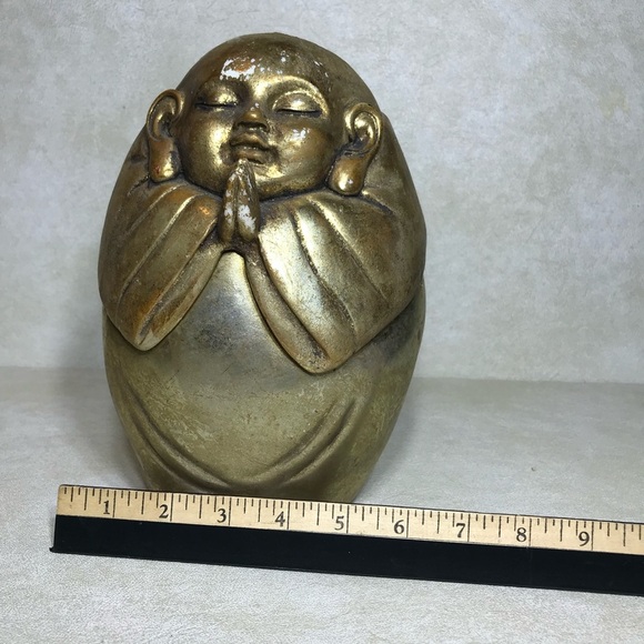 Rare BUDDAH UNIVERSAL 8" Approx GOLD FINISH PLASTER STATUARY Chest 2 PIECE - Picture 14 of 16